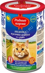 Родные корма 0,41кг с индейкой кусочки в соусе по-елецки консервы для кошек (043962)