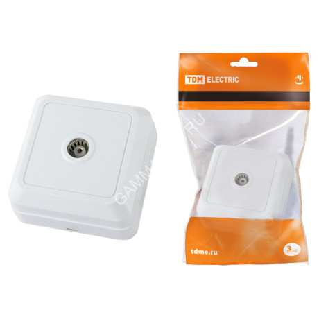 Розетка "Ладога" ОП 1-мест. белый TV 10А IP20 TDM SQ1801-0025 *10/100