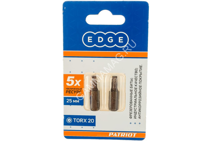Бита звездочка Т20х25мм (2шт) фрезерованная S2 хвостовик1/4"С EDGE PATRIOT *1/20