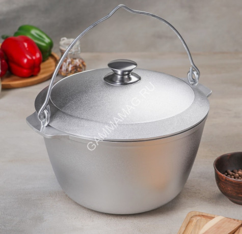 Котел алюм. литой походный с крышкой 6,0л с дужкой Kukmara кп60 (Кукмор) *1/5