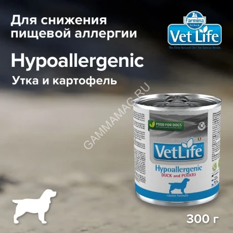 Farmina (Фармина) Vet Life Dog 0,3кг гипоаллергенный консервы утка и картофель для собак (1302)