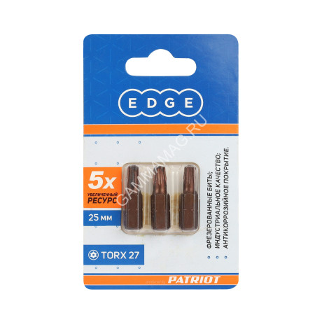 Бита звездочка Т27х25мм (2шт) фрезерованные S2 хвостовик1/4"С EDGE PATRIOT *1/20