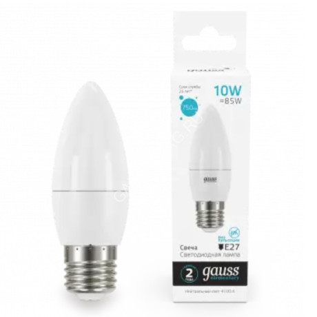 Лампа светодиодная 10W Е27 свеча 4K нейтральный 750лм Elementary 30220 *10/100