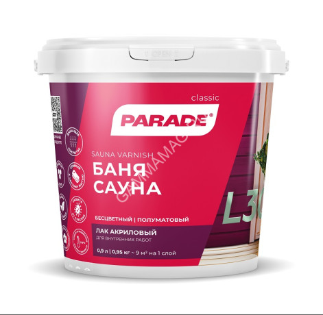 Лак акриловый для бань и саун 0,9 л PARADE L-30 *6/420