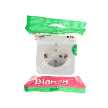 Розетка "BLANCA" ОП 1-мест. белый з/к з/ш (изол. пласт.) 16А 250В BLNRА011111 *12/72