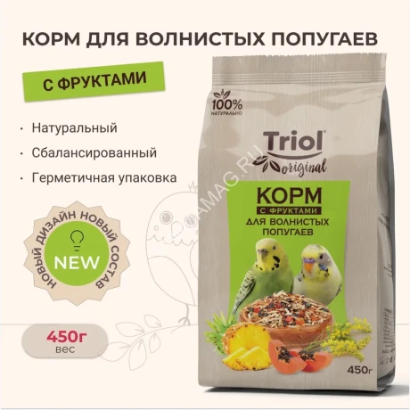 Triol 0,45кг корм для волнистых попугаев с фруктами