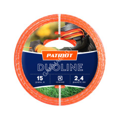 Леска 2,4мм квадрат крученый 15м оранжевый Duoline PATRIOT *1/10/120