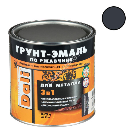 Грунт-эмаль по ржавчине серый графит 0,75 л DALI RAL 7024 *1/6/576