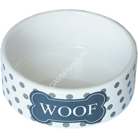 Миска №1 керамическая 'Woof' 440мл 12,5*5см, бело-черная