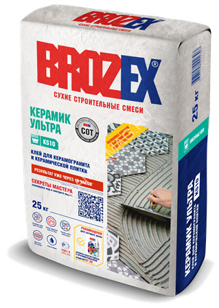 Клей для плитки KS 10 КЕРАМИК УЛЬТРА 25 кг BROZEX *1/56