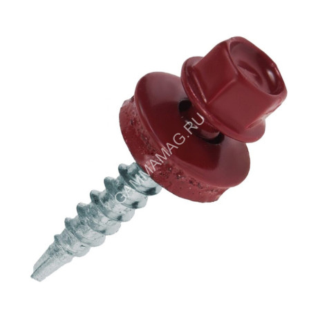 Саморезы кровельные BROZEX пакет 4,8*35 (10шт) RAL 3005 винно-красный *10/100