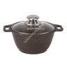 Кастрюля алюм. литая а/приг. Kukmara "Мраморная" кофейный 1,0л Стекл. кр. кмк12а (Кукмор) *1/3