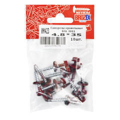 Саморезы кровельные BROZEX пакет 4,8*35 (10шт) RAL 3011 коричнево-красный *10/100