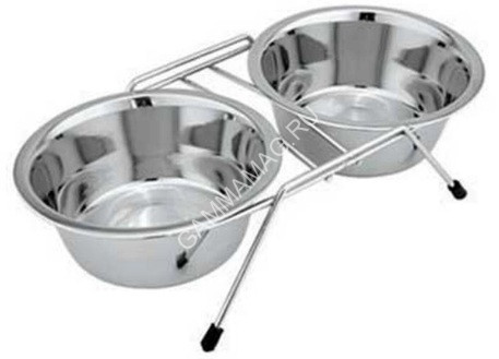 Комплект (ZR) подставка + миски металл 2*0,2л