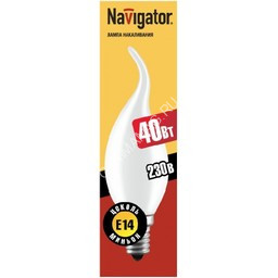 Лампа накаливания 40W Е14 свеча на ветру матовая Navigator 94334 *10/100
