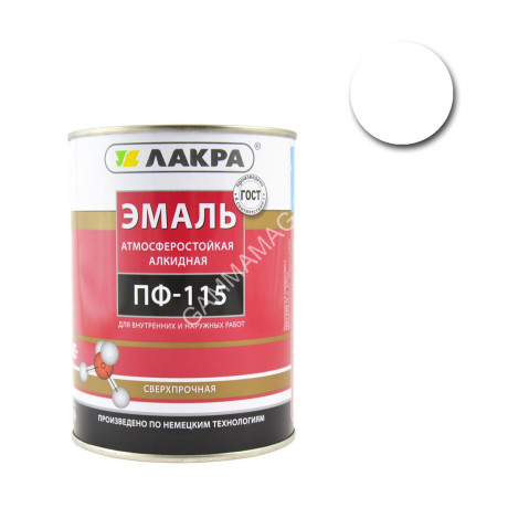Эмаль ПФ-115 белая 0,9 кг Лакра *10/590