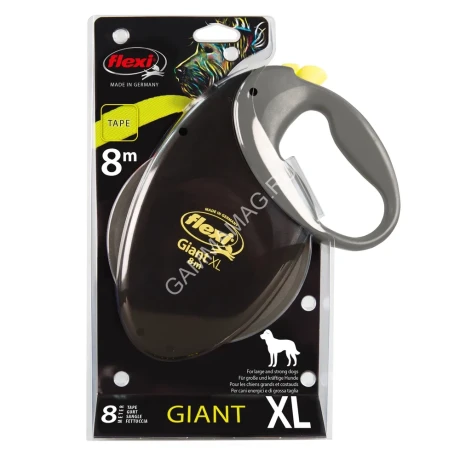 Рулетка (Flexi) Giant XL ремень 8м до 75кг черный/неон