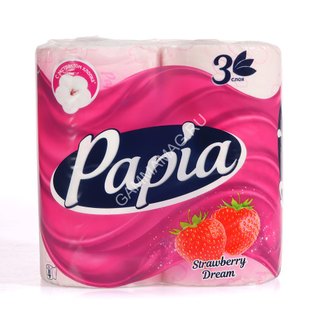 Бумага туалетная 3сл PAPIA в ассортименте (4рул) 5064992/5064993/5064989 *14
