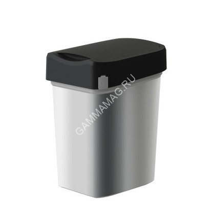 Контейнер д/мусора пластм. с откидной+"плавающей" крышкой 10л "METAL BIN" 434261213*1/4