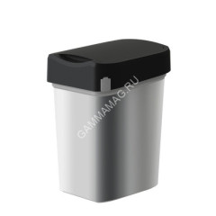 Контейнер д/мусора пластм. с откидной+"плавающей" крышкой 10л "METAL BIN" 434261213*1/4