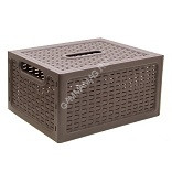 Корзина для хранения пластм. "Ротанг" 370х280х190мм с Крышкой, Коричневый М2375 ("М-Пластика")*1/6