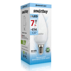 Лампа светодиодная 7W Е14 свеча 4К нейтральный С37 Smartbuy *10/100