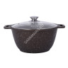 Кастрюля алюм. литая а/приг. Kukmara "Мраморная" кофейный 4,0л Стекл.кр. кмк42а (Кукмор) *1/3