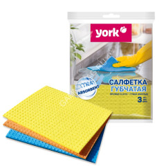 Салфетки для уборки целюлоза 17,5х15,5см 3шт 024010 "York" *1/25