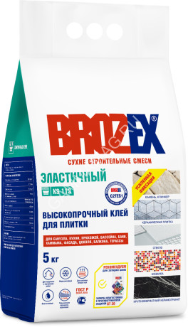Клей для плитки KS 113 ЭЛАСТИЧНЫЙ 5 кг BROZEX класс клея C2 TE S1 *5/150