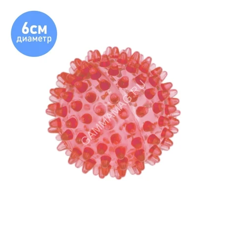 Игрушка (ZooOne) мяч массажный Crystal, 6см прозрачный красный