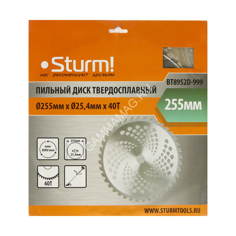 Фреза для триммера 255*25,4мм 40зуб. твердосплавная напайка ВТ8952D-999 STURM *1/50