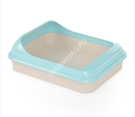 Туалет (Zoo Plast) Мур-мяу с бортом, голубой (45,5*35,5*16см)