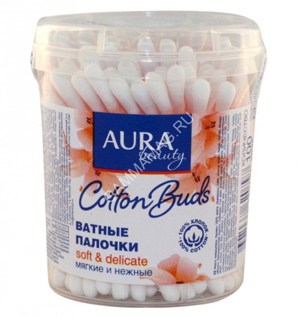 Ватные палочки AURA стакан уп 100шт (арт 4217/03474/04569/05229/12091/58824) *48