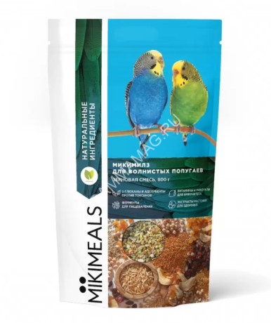 Микимилс (Mikimeals) 0,8кг корм для волнистых попугаев
