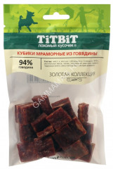 Лакомство (TiTBiT) 0,08кг Золотая коллекция кубики мраморные из говядины для собак