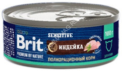 Brit Premium by Nature 0,1кг с мясом индейки консервы для кошек с чувствительным пищеварением (51250)