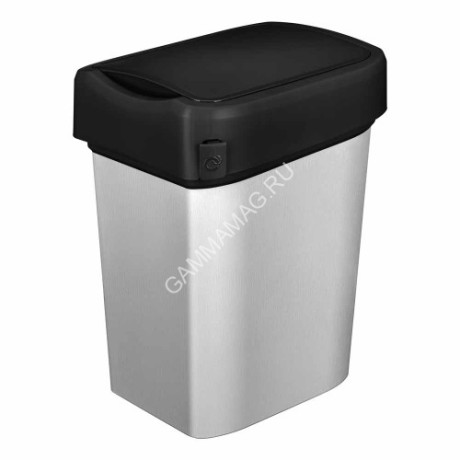 Контейнер д/мусора пластм. с откидной+"плавающей" крышкой 25л "METAL BIN" 434261313*1/4