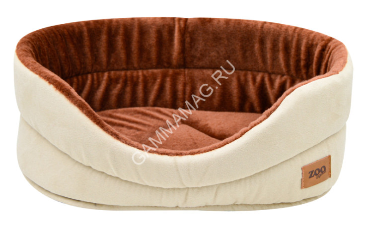 Лежанка (Зооэкспресс) Classic с мехом, иск.замша, плюш №2 43*30*16см, кремовая