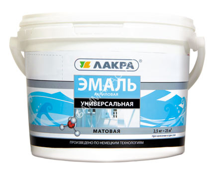 Эмаль акриловая белая матовая 2,5 кг Лакра универсальная *1/144