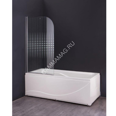 Штора душевая 100х195 VERNER W03 стекло прозрачное 8мм, рис. ПОЛОСЫ