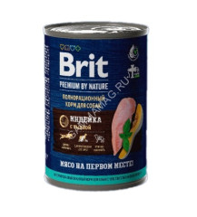 Brit Premium by Nature 0,41кг индейка тыква консервы для взрослых собак всех пород с чувствительным пищеварением (51106)