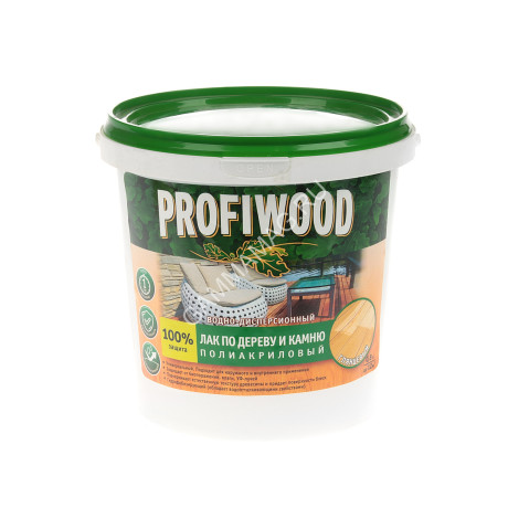 Лак акриловый для наружных и внутренних работ по дереву и камню 0,9 кг PROFIWOOD *1/6/588