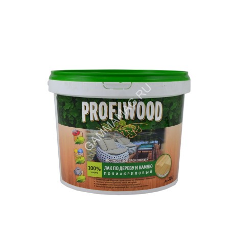 Лак акриловый для наружных и внутренних работ по дереву и камню 2,2 кг PROFIWOOD *1/4/216