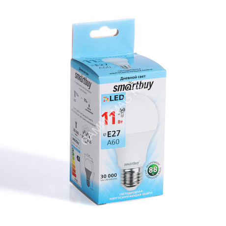 Лампа светодиодная 11W Е27 груша 4К нейтральный A60 Smartbuy *10/100