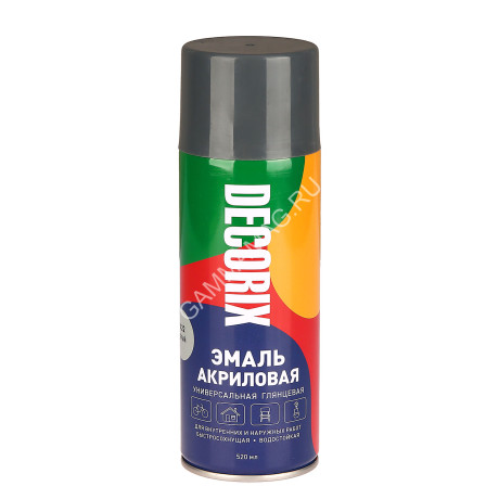 Эмаль-аэрозоль серый 520 мл DECORIX (A22) *1/12