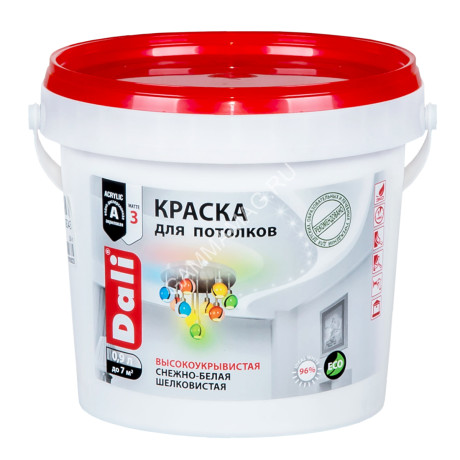Краска акриловая для потолков 0,9 л ДАЛИ снежно-белая матовая *6/384