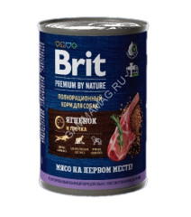 Brit Premium by Nature 0,41кг ягненок гречка консервы для взрослых собак всех пород с чувствительным пищеварением (51113)