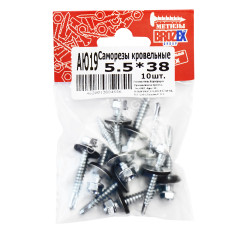 Саморезы кровельные BROZEX пакет 5,5*38 (10шт) *10/100