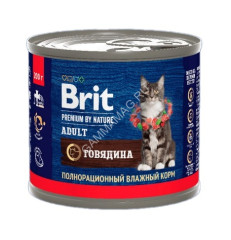 Brit Premium by Nature 0,2кг с мясом говядины консервы для кошек (51311)