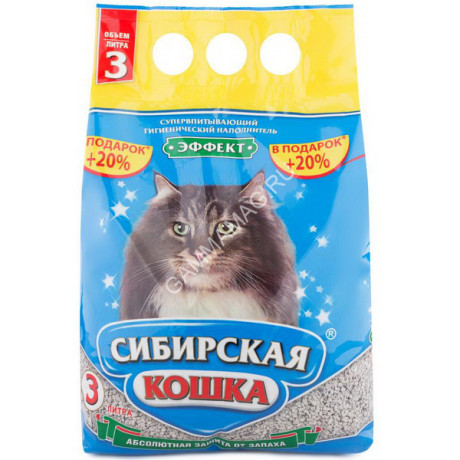 Наполнитель (Сибирская кошка) 3л Эффект впитывающий АКЦИЯ